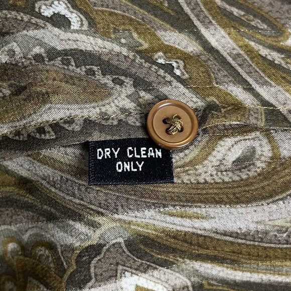 Linda Allard For Ellen Tracy Sheer Silk Metallic Blouse 8 Paisley Button Down - Picture 10 of 13